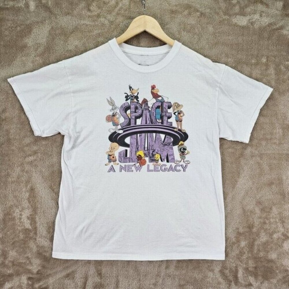 Space Jam A New Legacy Spell Out Graphic Print T-Shirt Men's Size L Short Sleeve